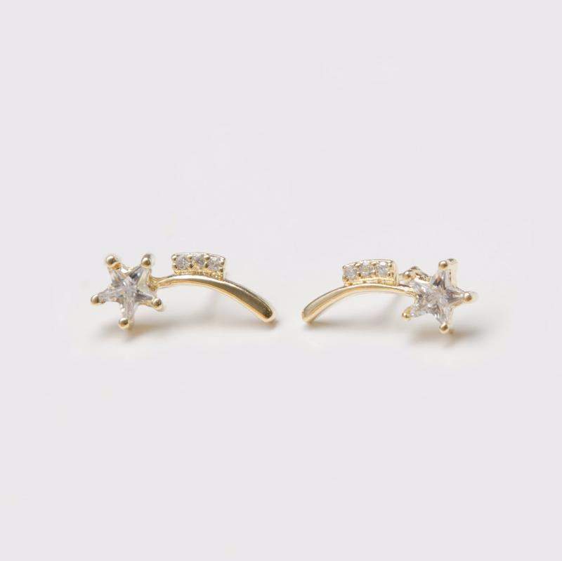 Shooting Stars Earrings in Gold Filled with Geamstones