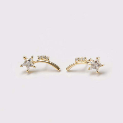 Shooting Stars Earrings in Gold Filled with Geamstones