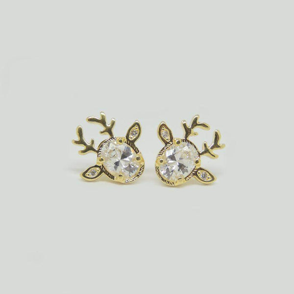 Deer Earrings in Gold Filled with Gemstones