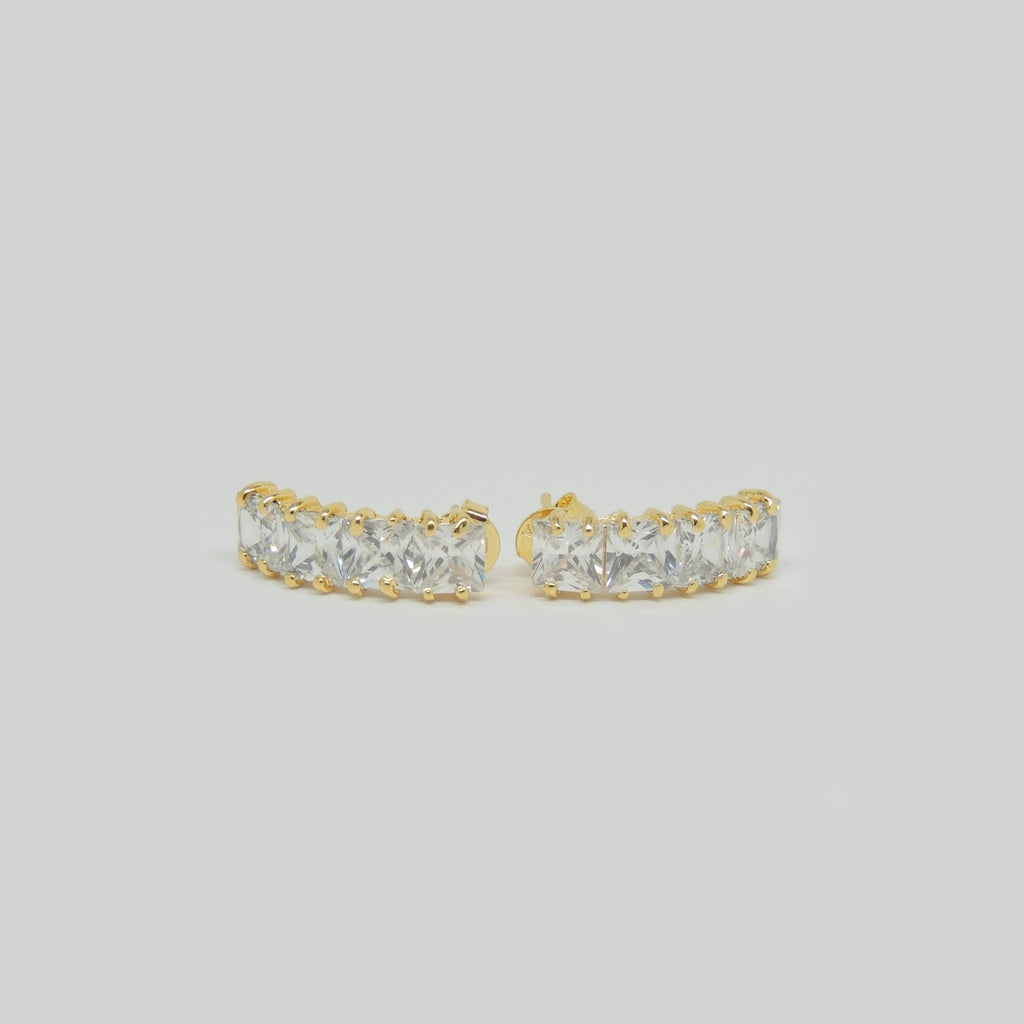 Fancy Earrings in Yellow Gold Filled with Gemstones