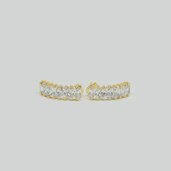 Fancy Earrings in Yellow Gold Filled with Gemstones