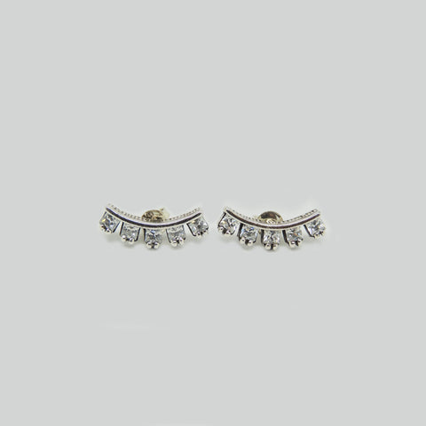 Jacket Earrings in White Gold Filled with Gemstones