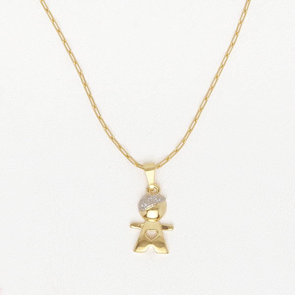 Necklace Boy/Girl Pendant with Heart in Yellow Gold Filled