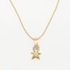 Necklace Boy/Girl Pendant with Heart in Yellow Gold Filled