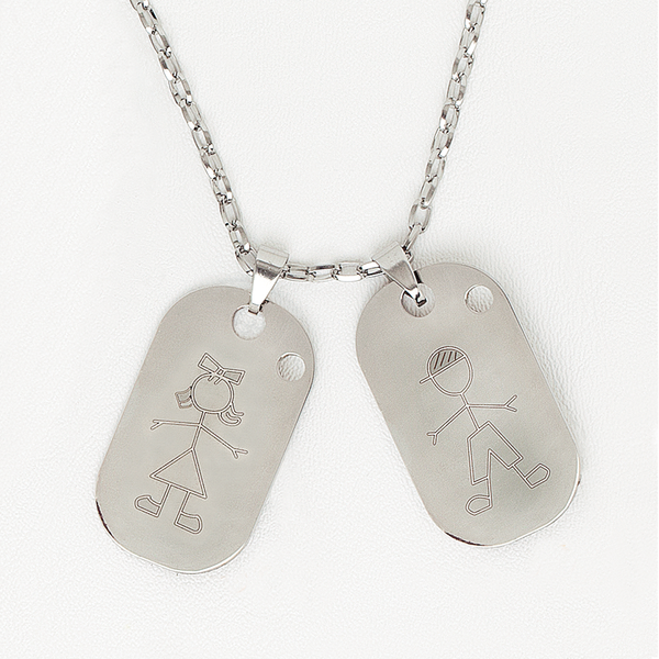 Tag Necklace in Stainless Steel Boy/Girl Pendant