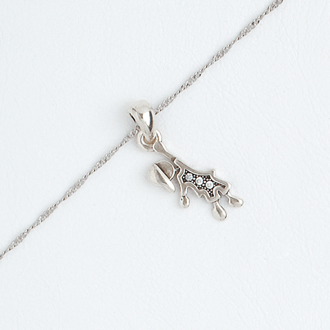 Boy Hanging Clear Gemstones 14k White Gold Filled Pendant