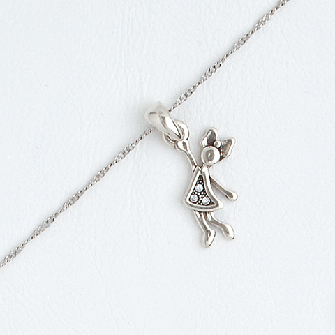 Girl Hanging Clear Gemstones 14k White Gold Filled Pendant