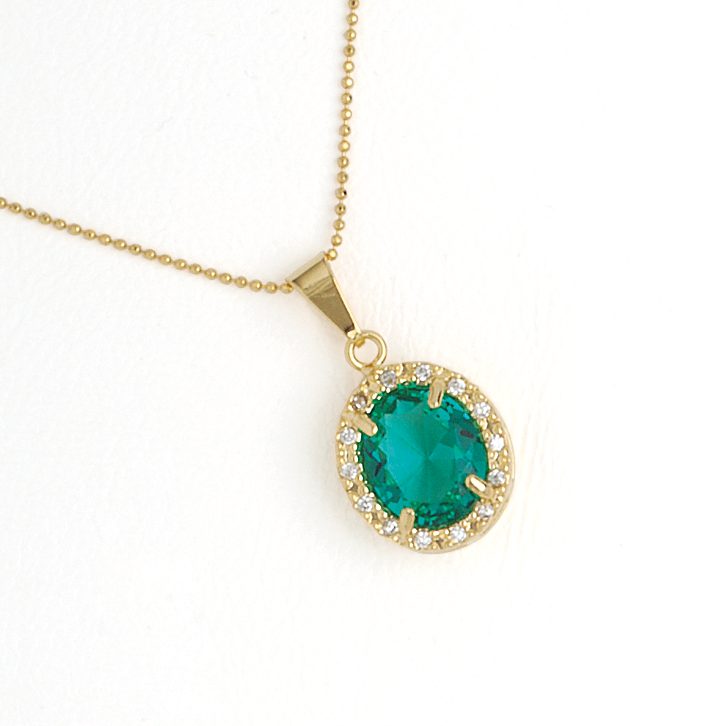 Oval Green Zircon Gemstone 14k Yellow Gold Filled Pendant