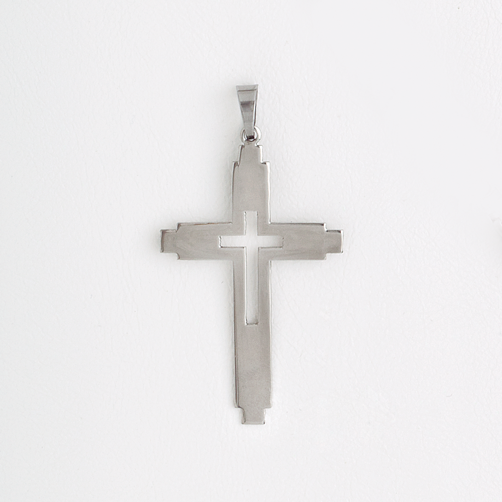 Cross Openwork Stainless Steel Silver Color