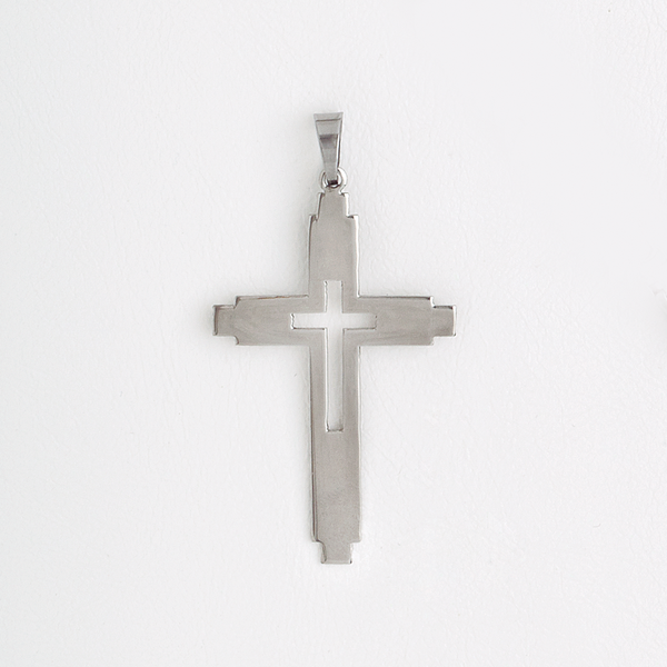 Cross Openwork Stainless Steel Silver Color