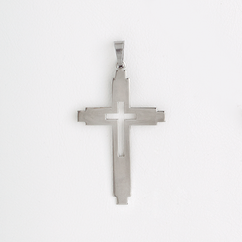 Cross Openwork Stainless Steel Silver Color