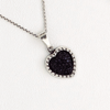 Druzy Heart Pendant Necklace in White Gold Filled