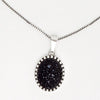 Black Necklace in Aged White Gold Filled with Druzy Gemstone