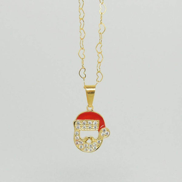 Father Christmas Necklace in Yellow Gold Filled with Gemstones