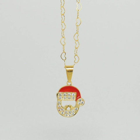 Father Christmas Necklace in Yellow Gold Filled with Gemstones