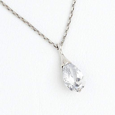 Drop Necklace in Aged White Gold Filled with Cubic Gemstone