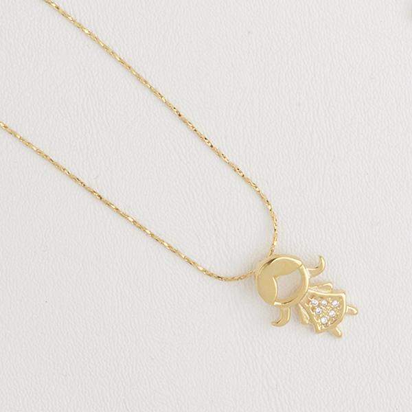 Girl Necklace in Yellow Gold Filled with Gemstones