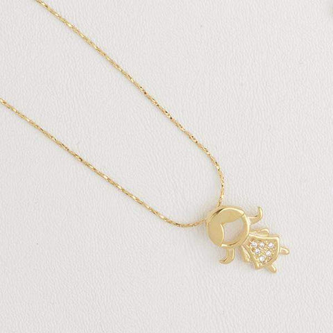 Girl Necklace in Yellow Gold Filled with Gemstones