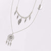 Dream Catcher Double Necklace in Aged White Gold Filled