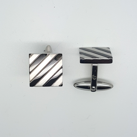 Square Cufflinks Black Enamel in Stainless Steel