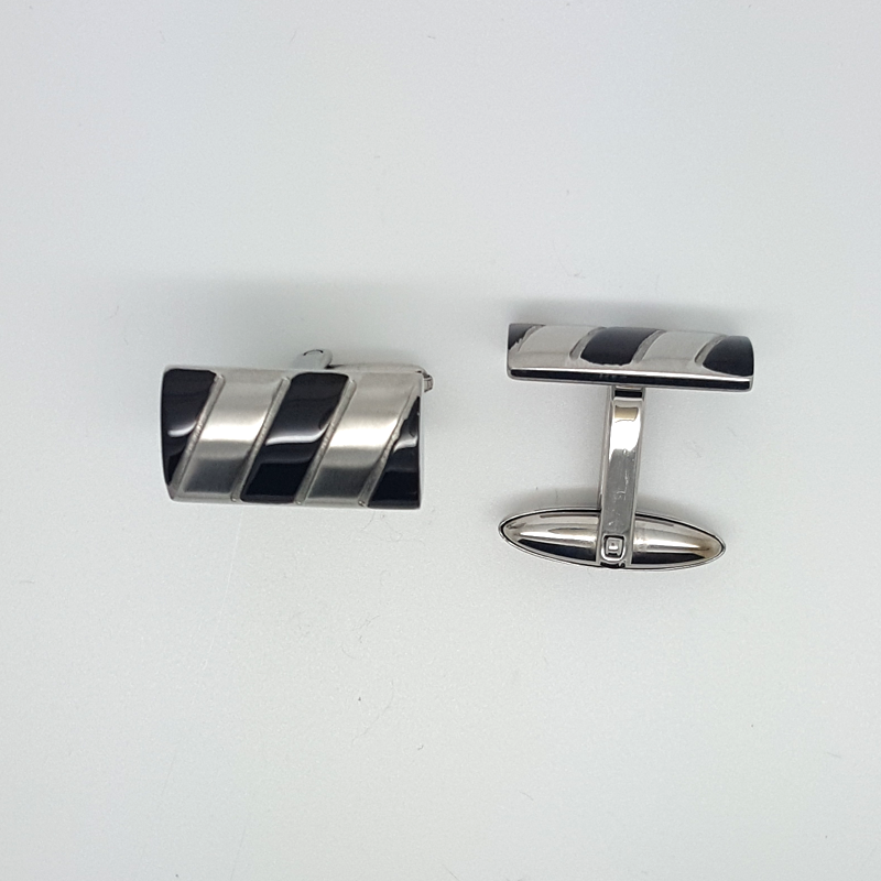 Rectangular Cufflinks Black Enamel in Stainless Steel