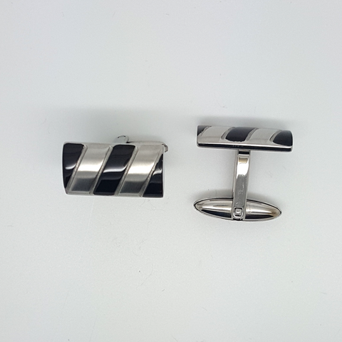 Rectangular Cufflinks Black Enamel in Stainless Steel