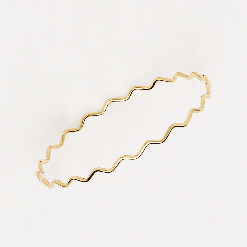 Zig Zag Bangle Bracelet in Yellow Gold Filled