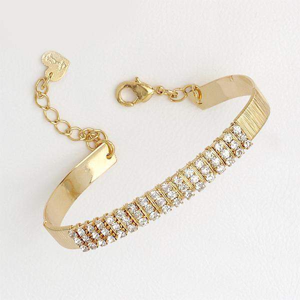 Weave 14k Yellow Gold Filled Clear Gemstones Bracelet Extensor