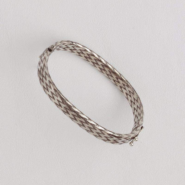 Zic Zac Design Bangle in White Gold Filled with Closer