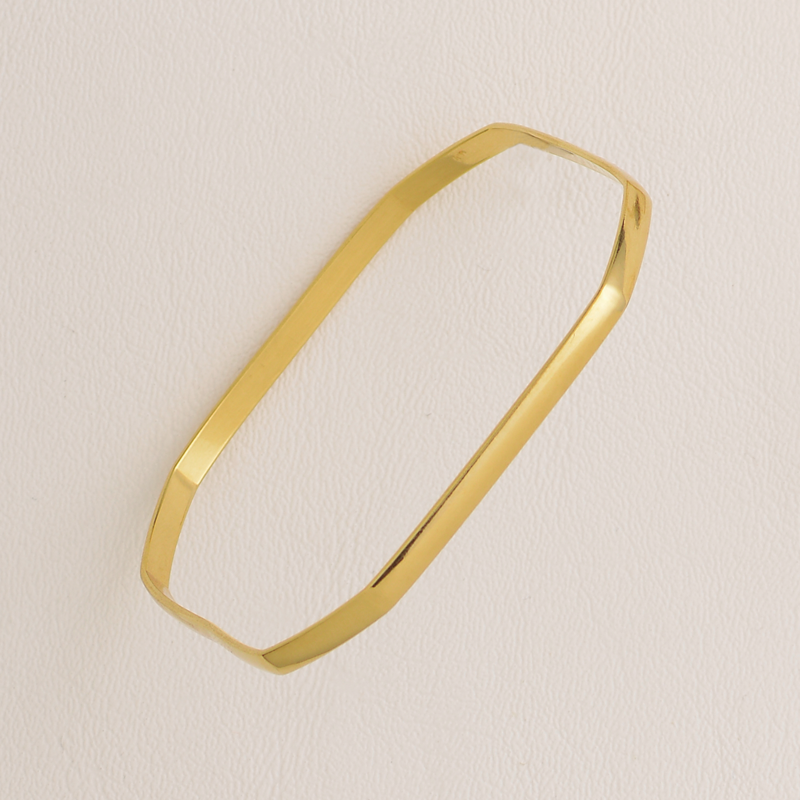 Octogonal Plain Bangle Bracelet in Yellow Gold Filled