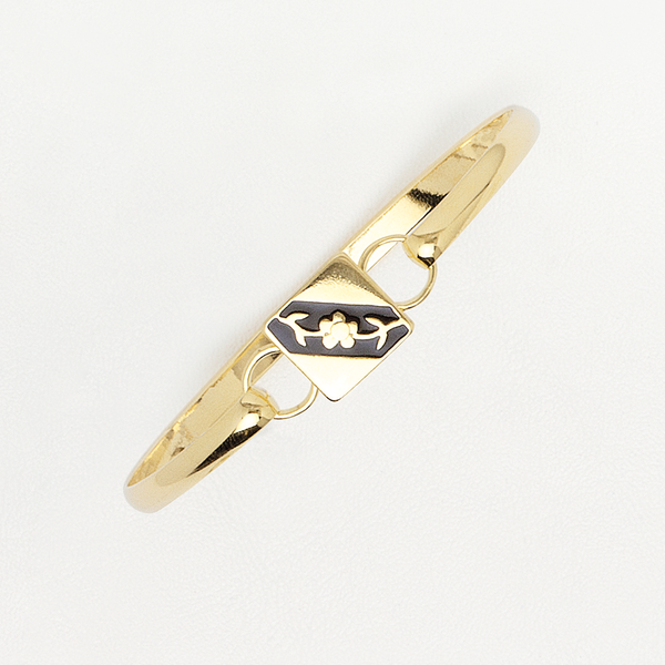 Flower Bracelet in Yellow Gold Filled with Black Enamel