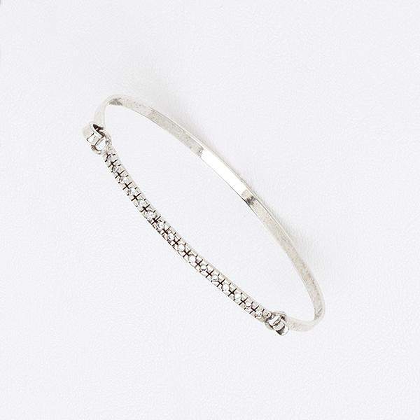 Lady Glam Bangle in White Gold Filled & Gemstones