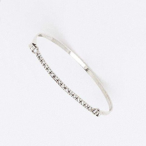 Lady Glam Bangle in White Gold Filled & Gemstones