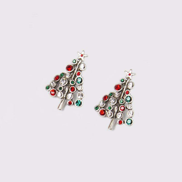Christmas Tree in Aged White Gold Filled with Multicolor Gemstones