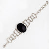 Chain Big Black Gemstones 14k White Gold Filled Bracelet