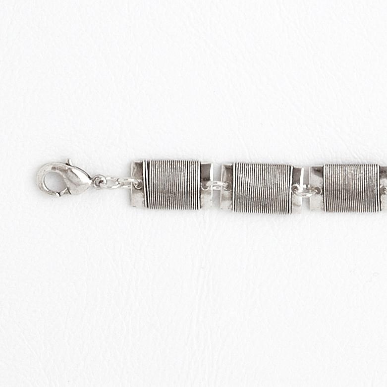 Weave Rectangles 14k Aged White Gold Filled Bracelet