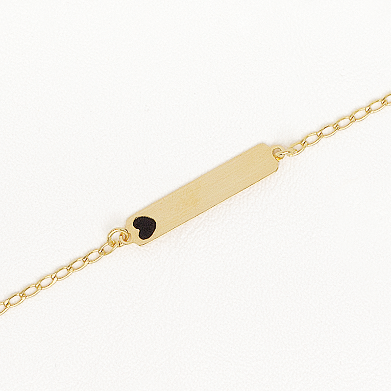 Black Heart Bracelet in Yellow Gold Filled