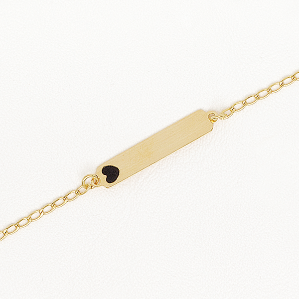 Black Heart Bracelet in Yellow Gold Filled
