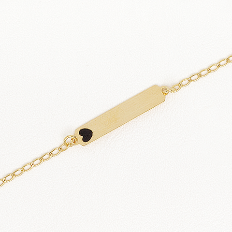 Black Heart Bracelet in Yellow Gold Filled