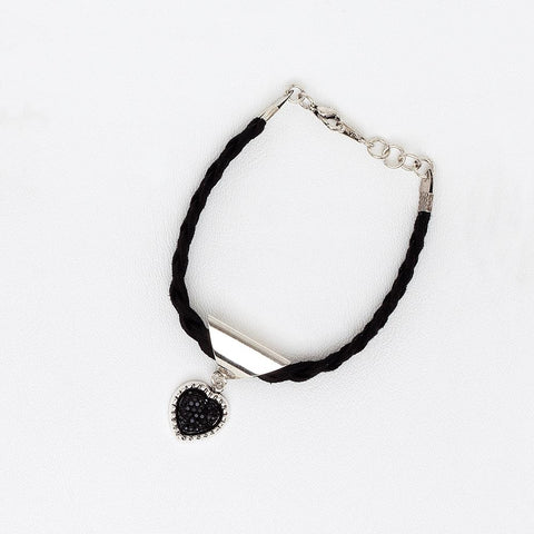 Braided Bracelet Heart in White Gold Filled with Druzy Pendant