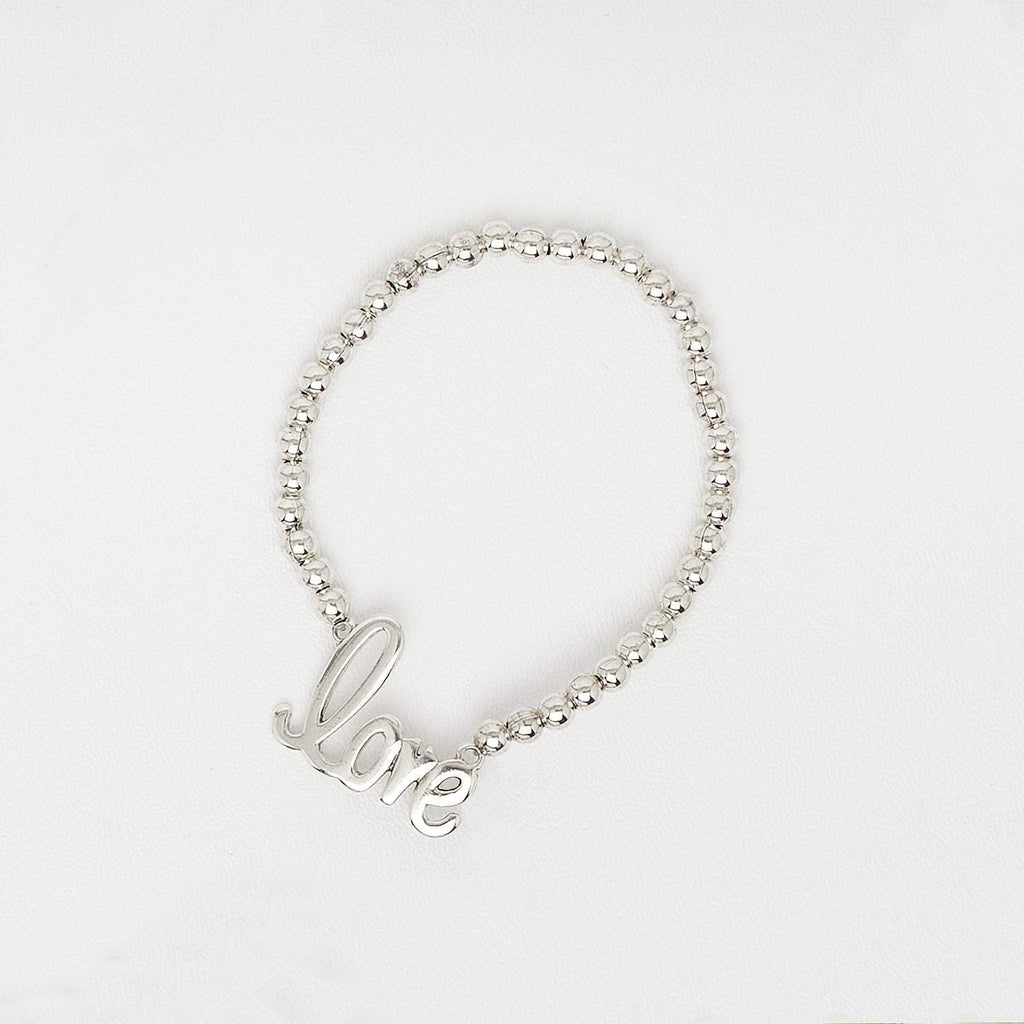 Love Elastic Bracelet in White Gold Filled Beads