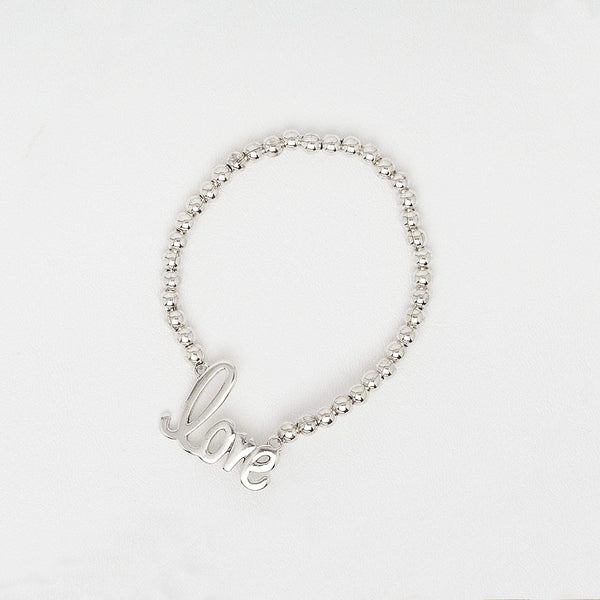 Love Elastic Bracelet in White Gold Filled Beads