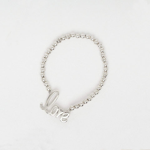 Love Elastic Bracelet in White Gold Filled Beads